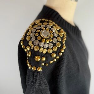 Vintage Claudia Dee New York Studded Crest Sweater Size Medium